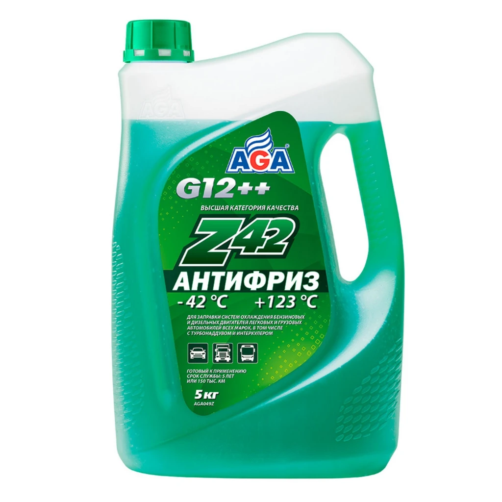 Антифриз AGA Z42 G12++ -42 С зеленый 5 кг