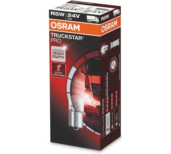 Лампа подсветки R5W 24V 5W "OSRAM" Truck Star Pro (+100% света) (1 шт.)