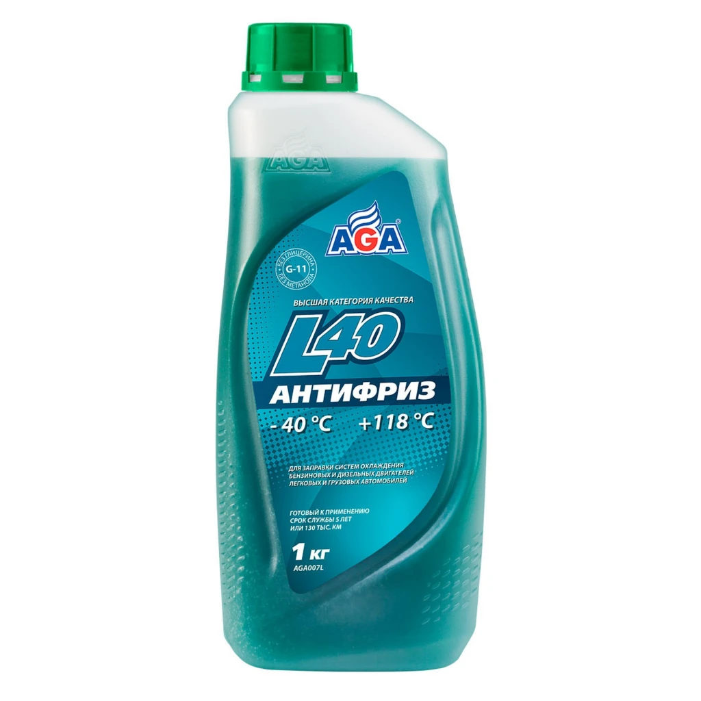 Антифриз AGA L40 G11 -40 С сине-зеленый 1 кг