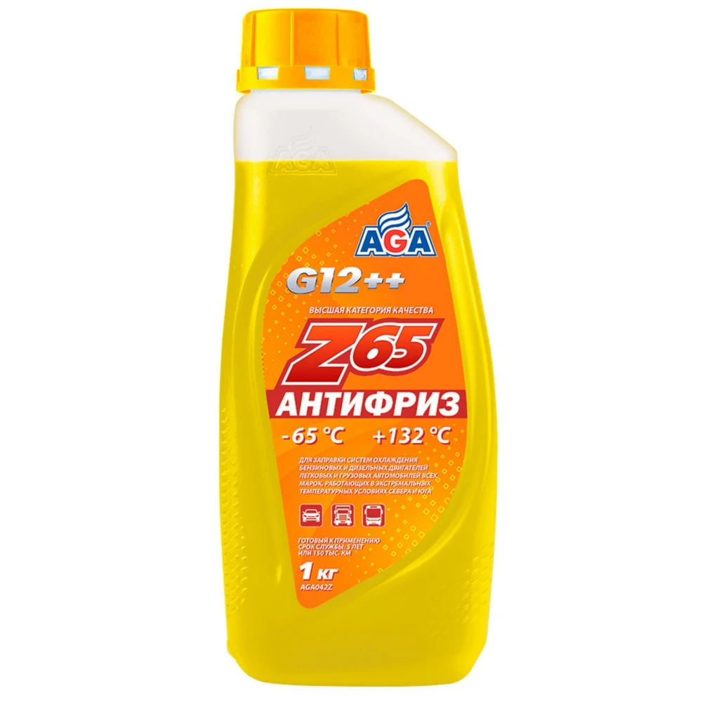 Антифриз AGA Z65 G12++ -65 С желтый 1 кг